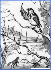 Лисичка та горобець, словацька казка