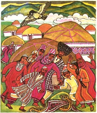 Гадюка та ворона, туркменська казка